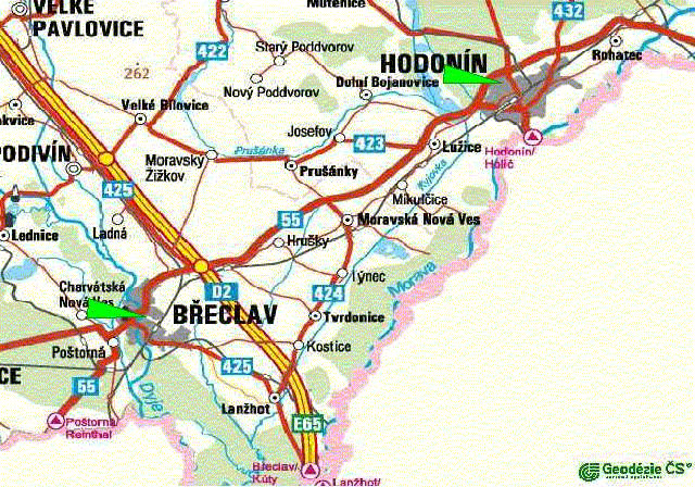 Klikni si pro mapu Břeclavi nebo Hodonína